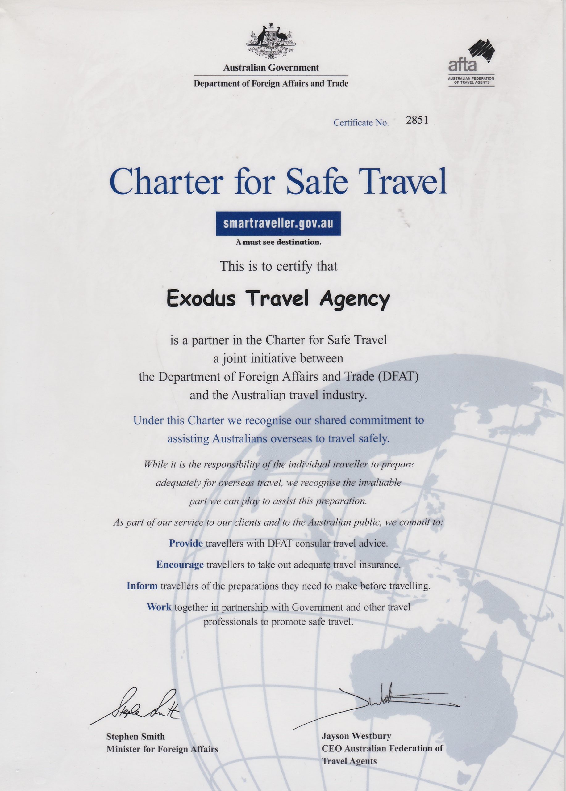 Standard for safe charter